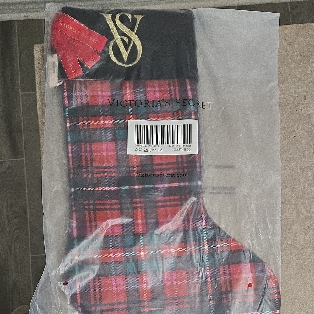 Victoria's Secret Red and Black Plaid Stocking